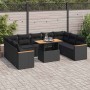 Set sofás jardín y cojines 10 pzas ratán sintético acacia negro by , Garden sets - Ref: Foro24-3327527, Price: 703,07 €, Disc...