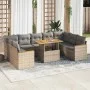 Set sofás jardín y cojines 10 pzas ratán sintético acacia beige de , Conjuntos de jardín - Ref: Foro24-3327531, Precio: 685,1...