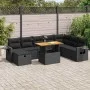 Set sofás jardín y cojines 9 pzas ratán sintético acacia negro von , Gartensets - Ref: Foro24-3328042, Preis: 632,66 €, Rabat...