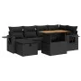 Set sofás jardín y cojines 8 pzas ratán sintético acacia negro by , Garden sets - Ref: Foro24-3328028, Price: 523,18 €, Disco...