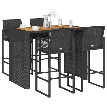 Set bar jardín sin cojines 5 pzas ratán sintético acacia negro by , Garden sets - Ref: Foro24-3328889, Price: 546,05 €, Disco...