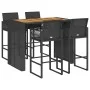 Set bar jardín sin cojines 5 pzas ratán sintético acacia negro by , Garden sets - Ref: Foro24-3328889, Price: 546,05 €, Disco...