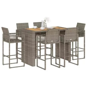Set bar jardín sin cojines 7 pzas ratán sintético acacia gris by , Garden sets - Ref: Foro24-3328894, Price: 754,13 €, Discou...