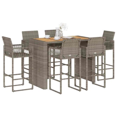 Set bar jardín sin cojines 7 pzas ratán sintético acacia gris von , Gartensets - Ref: Foro24-3328894, Preis: 700,67 €, Rabatt: %