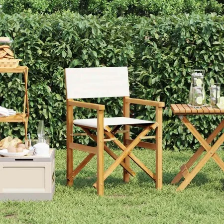 Silla de director plegable madera maciza de teca crema von , Gartenstühle - Ref: Foro24-4008507, Preis: 131,19 €, Rabatt: %