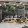 Muebles de jardín 8 pzas cojines madera maciza de acacia de vidaXL, Conjuntos de jardín - Ref: Foro24-3057615, Precio: 916,87...