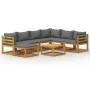 Muebles de jardín 8 pzas cojines madera maciza de acacia de vidaXL, Conjuntos de jardín - Ref: Foro24-3057615, Precio: 916,87...