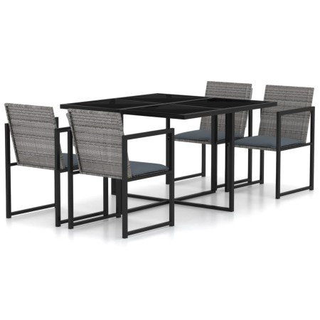 5-teiliges Garten-Essset und graue synthetische Rattankissen von vidaXL, Gartensets - Ref: Foro24-313117, Preis: 294,57 €, Ra...