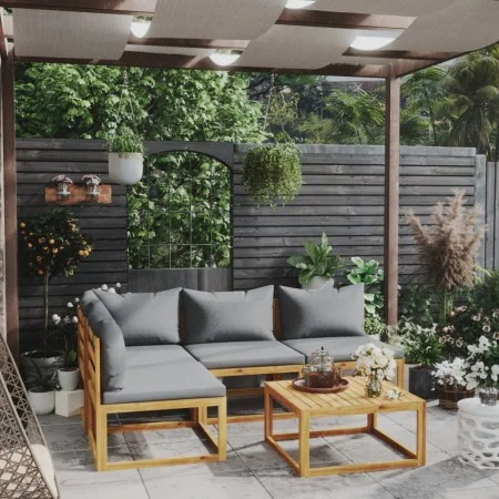 5-teiliges Gartenmöbel-Set mit Kissen aus massivem Akazienholz von vidaXL, Gartensets - Ref: Foro24-3057626, Preis: 450,41 €,...