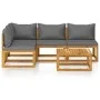 5-piece garden furniture set with solid acacia wood cushions by vidaXL, Garden sets - Ref: Foro24-3057626, Price: 448,90 €, D...