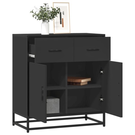 Aparador de madera de ingeniería y metal negro 68x35x76 cm by , Sideboards - Ref: Foro24-848979, Price: 95,07 €, Discount: %