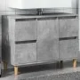 Armario de lavabo madera contrachapada gris hormigón 80x33x60cm de , Tocadores de baño - Ref: Foro24-857125, Precio: 78,21 €,...