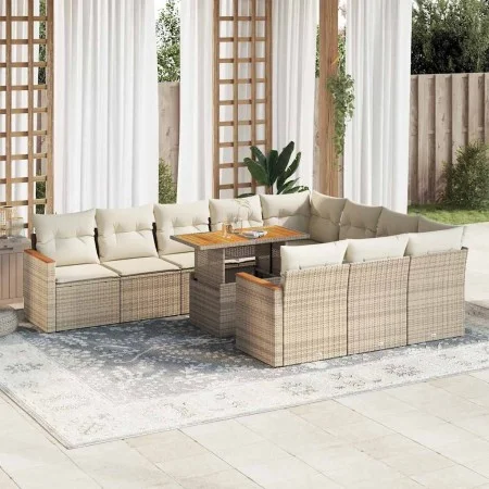 Set sofás jardín y cojines 11 pzas ratán sintético acacia beige von , Gartensets - Ref: Foro24-3327537, Preis: 854,95 €, Raba...