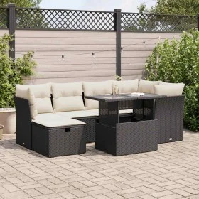 Set de sofás de jardín 7 pzas con cojines ratán sintético negro by , Garden sets - Ref: Foro24-3327776, Price: 463,96 €, Disc...