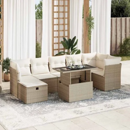 Set de sofás de jardín y cojines 8 piezas ratán sintético beige by , Garden sets - Ref: Foro24-3327788, Price: 566,69 €, Disc...