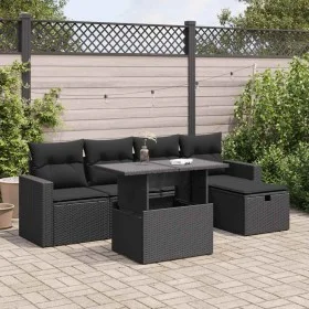 Set de sofás de jardín 6 piezas y cojines ratán sintético negro von , Gartensets - Ref: Foro24-3327805, Preis: 441,76 €, Raba...