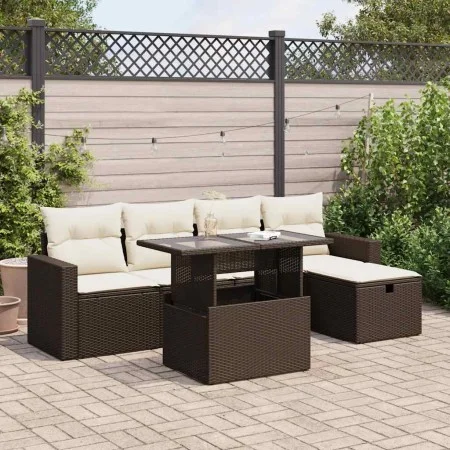 Set sofás de jardín 6 piezas y cojines ratán sintético marrón von , Gartensets - Ref: Foro24-3327813, Preis: 427,44 €, Rabatt: %