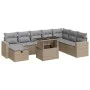Set de sofás de jardín con cojines 9 pzas ratán sintético beige by , Garden sets - Ref: Foro24-3327839, Price: 636,98 €, Disc...