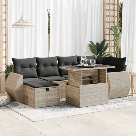 Set de sofás de jardín 7 pzas con cojines ratán PE gris claro von , Gartensets - Ref: Foro24-3327902, Preis: 522,64 €, Rabatt: %