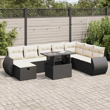 Set de sofás de jardín con cojines 9 pzas ratán sintético negro by , Garden sets - Ref: Foro24-3327916, Price: 590,76 €, Disc...