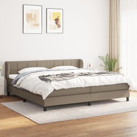 Cama box spring con colchón tela gris taupe 200x200 cm Cama box spring con colchón tela gris taupe 200x200 cm