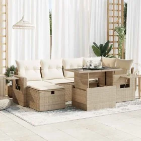Set sofás de jardín 7 piezas y cojines ratán sintético beige von , Gartensets - Ref: Foro24-3327858, Preis: 584,48 €, Rabatt: %