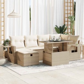 Set sofás de jardín 7 piezas y cojines ratán sintético beige von , Gartensets - Ref: Foro24-3327858, Preis: 576,37 €, Rabatt: %