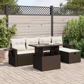 Set sofás de jardín 6 piezas y cojines ratán sintético marrón by , Garden sets - Ref: Foro24-3327853, Price: 493,04 €, Discou...