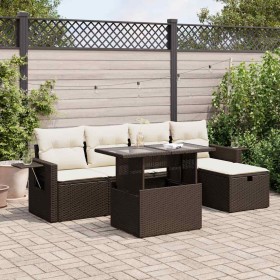 Set sofás de jardín 6 piezas y cojines ratán sintético marrón de , Conjuntos de jardín - Ref: Foro24-3327853, Precio: 493,24 ...