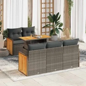 Set sofás jardín y cojines 6 pzas ratán sintético acacia gris von , Gartensets - Ref: Foro24-3327665, Preis: 479,52 €, Rabatt: %