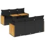 Set sofás jardín y cojines 7 pzas ratán sintético acacia negro by , Garden sets - Ref: Foro24-3327667, Price: 513,23 €, Disco...