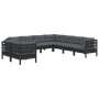 Gartenmöbel 9-teilig und Kissen aus schwarzem massivem Kiefernholz von vidaXL, Gartensets - Ref: Foro24-3096903, Preis: 905,9...