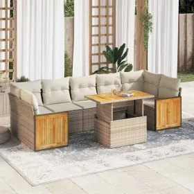 Set sofás jardín y cojines 8 pzas ratán sintético acacia beige by , Garden sets - Ref: Foro24-3327684, Price: 595,54 €, Disco...