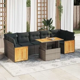 Set sofás jardín y cojines 8 pzas ratán sintético acacia gris de , Conjuntos de jardín - Ref: Foro24-3327686, Precio: 557,60 ...