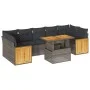 Set sofás jardín y cojines 8 pzas ratán sintético acacia gris by , Garden sets - Ref: Foro24-3327686, Price: 557,60 €, Discou...