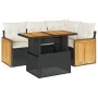 Set sofás jardín y cojines 5 pzas ratán sintético acacia negro by , Garden sets - Ref: Foro24-3327703, Price: 373,33 €, Disco...