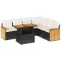 Set sofás jardín y cojines 7 pzas ratán sintético acacia negro by , Garden sets - Ref: Foro24-3327717, Price: 471,51 €, Disco...