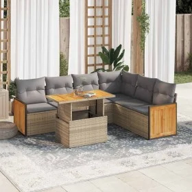 Set sofás jardín y cojines 7 pzas ratán sintético acacia beige von , Gartensets - Ref: Foro24-3327720, Preis: 504,19 €, Rabat...