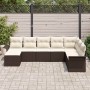 Conjunto de sofá de jardín con cojín 8 pcs Marrón Poliratán