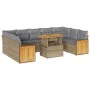 Set sofás jardín y cojines 10 pzas ratán sintético acacia beige by , Garden sets - Ref: Foro24-3327755, Price: 694,29 €, Disc...