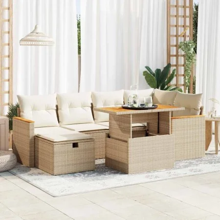 Set de sofás de jardín y cojines 8 piezas ratán sintético beige by , Garden sets - Ref: Foro24-3328115, Price: 541,56 €, Disc...
