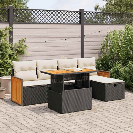 Set de sofás de jardín 6 piezas y cojines ratán sintético negro by , Garden sets - Ref: Foro24-3328148, Price: 396,37 €, Disc...