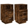 Mesillas de noche 2 uds con 2 cajones roble ahumado 36x36x68 cm de , Mesitas de noche - Ref: Foro24-858587, Precio: 100,01 €,...
