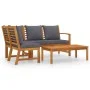 Garden furniture 4 pcs cream cushions solid acacia wood by vidaXL, Garden sets - Ref: Foro24-3057779, Price: 462,16 €, Discou...