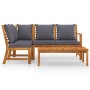 Muebles de jardín 4 pzas cojines crema madera maciza de acacia