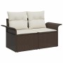 Conjunto de sofá de jardín con cojín 8 pcs Marrón Poliratán