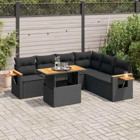 Set sofás jardín y cojines 6 pzas ratán sintético acacia negro von , Gartensets - Ref: Foro24-3327604, Preis: 514,59 €, Rabat...