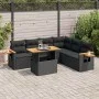 Set sofás jardín y cojines 6 pzas ratán sintético acacia negro by , Garden sets - Ref: Foro24-3327604, Price: 524,33 €, Disco...