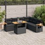 Set sofás jardín y cojines 6 pzas ratán sintético acacia negro by , Garden sets - Ref: Foro24-3327604, Price: 544,05 €, Disco...