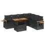 Set sofás jardín y cojines 6 pzas ratán sintético acacia negro by , Garden sets - Ref: Foro24-3327604, Price: 524,33 €, Disco...